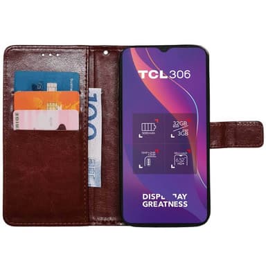 Mobil lommebok 3-kort TCL 306 - Brun