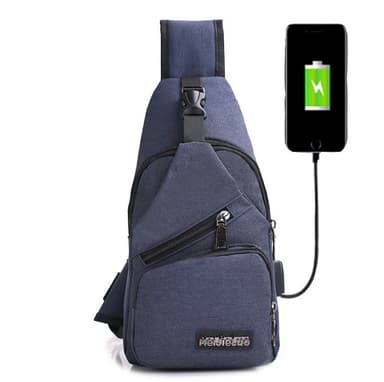 Crossbody-ryggsekk med USB-ladeport Mørke blå