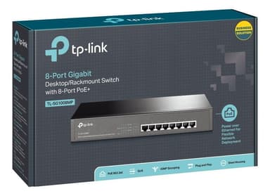 TL-LINK 8-port Gigabit PoE+-bryter, 8 Gigabit RJ45-porter, 802.3at/af