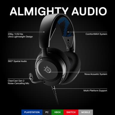 SteelSeries Arctis Nova 1P gaming headset (sort)
