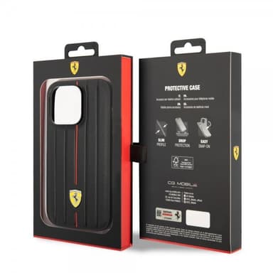 Ferrari iPhone 14 Pro Max Deksel Embossed Stripes Rød