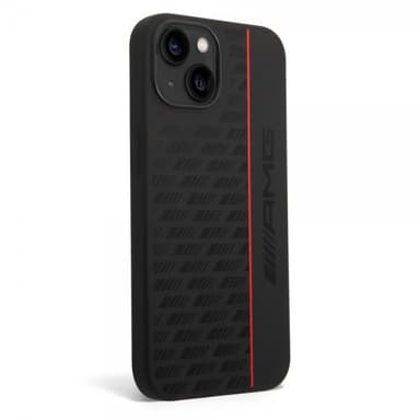 AMG iPhone 14 Deksel Liquid Silicone Carbon Pattern Svart