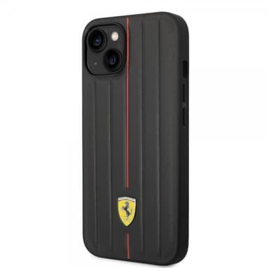 Ferrari iPhone 14 Plus Deksel Embossed Stripes Rød
