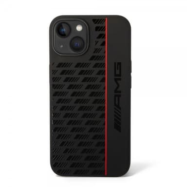AMG iPhone 14 Deksel Liquid Silicone Carbon Pattern Svart