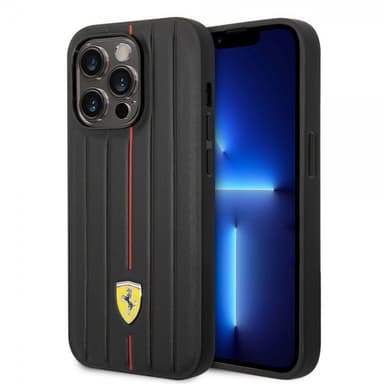 Ferrari iPhone 14 Pro Max Deksel Embossed Stripes Rød