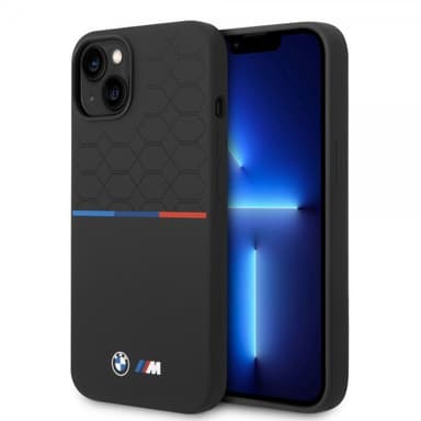 BMW iPhone 14 Plus Deksel Tricolor Line & Logo Svart