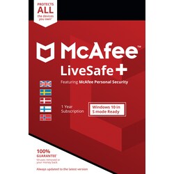 McAfee LiveSafe Plus 12M Device Attach -Windows, Mac OSX, iOS, Android