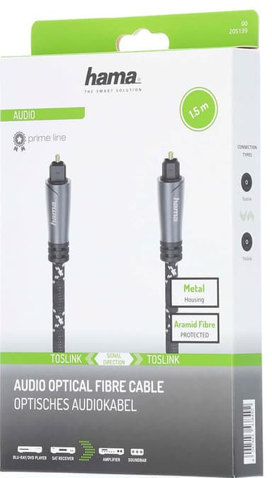 Hama optisk fiberkabel Toslink (metall/1,5 m)