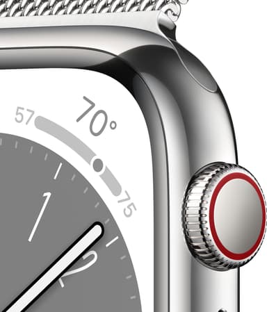 Apple Watch Series 8 45mm Cellular (rustfritt stål i sølv/ sølv milanese-reim)