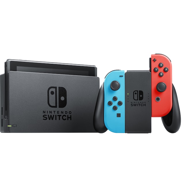 Nintendo Switch spillkonsoll 2022 with neon Joy-Con kontrollere