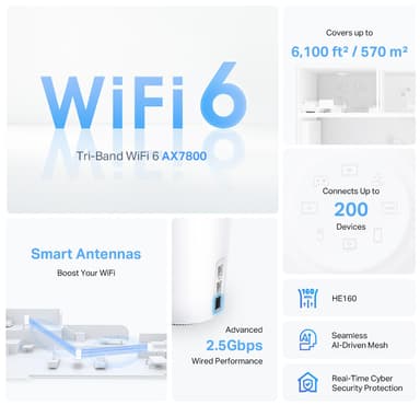 TP-Link DecoX95 AX7800 mesh WiFi-system (2-pakk)