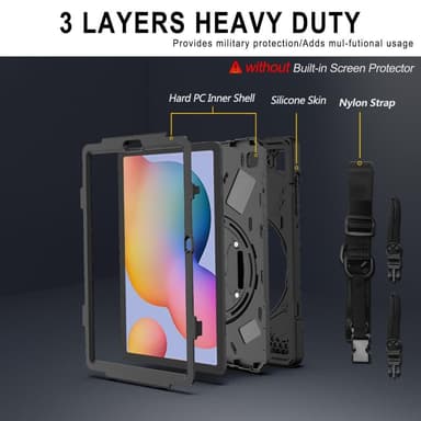 Samsung Galaxy Tab S6 Lite Heavy Duty Armor Veske med Skulderrem