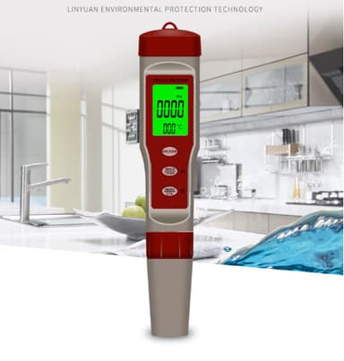 4-i-1 digital pH-måler Vanntester TDS/EC/pH/Temperature rød