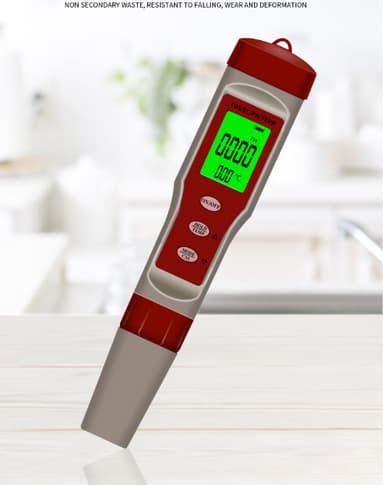 4-i-1 digital pH-måler Vanntester TDS/EC/pH/Temperature rød