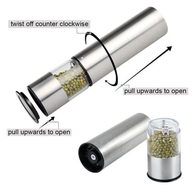 Elektrisk salt/pepperkvern Sølv