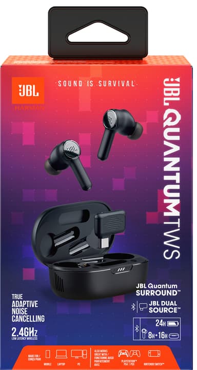 JBL Quantum True Wireless hodetelefoner (sort)