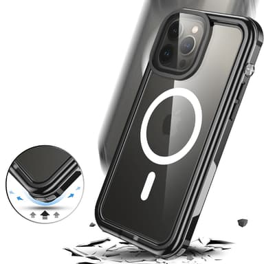 Telefonveske vanntett med skjermbeskytter Svart iPhone 14 Pro Max