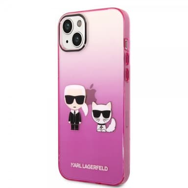 Karl Lagerfeld iPhone 14 Plus Deksel Karl & Choupette Gradient Rosa