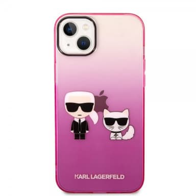 Karl Lagerfeld iPhone 14 Plus Deksel Karl & Choupette Gradient Rosa