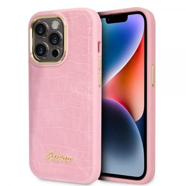 Guess iPhone 14 Pro Deksel Croco Rosa