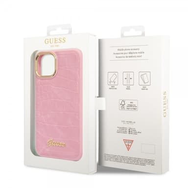 Guess iPhone 14 Plus Deksel Croco Rosa