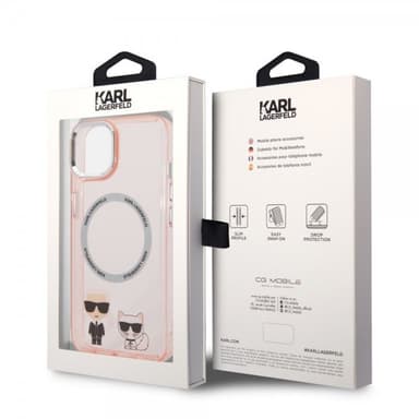 Karl Lagerfeld iPhone 14 Deksel Karl & Choupette MagSafe Rosa