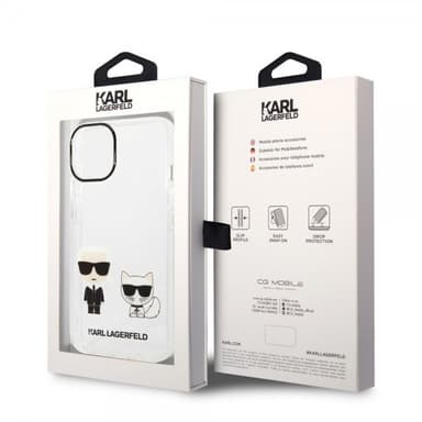 Karl Lagerfeld iPhone 14 Deksel Karl & Choupette Gradient Vit