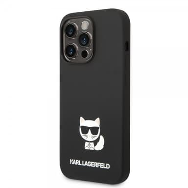 Karl Lagerfeld iPhone 14 Pro Max Deksel Liquid Silicone Choupette Svart