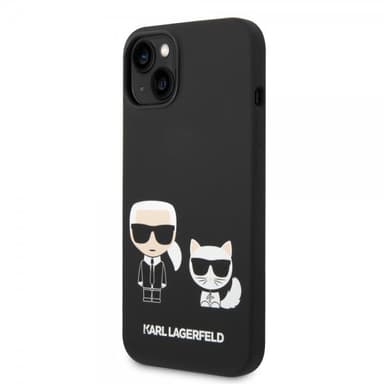 Karl Lagerfeld iPhone 14 Plus Deksel Liquid Silicone Karl & Choupette Svart