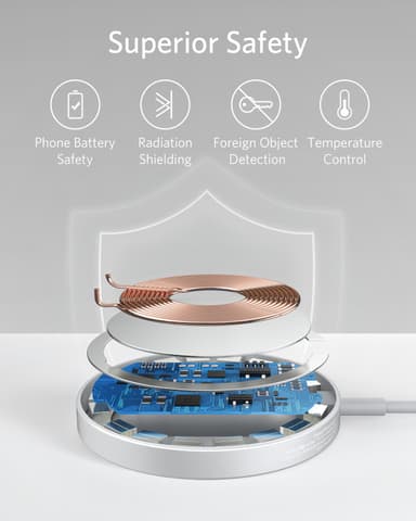 Anker PowerWave II Magnetic Pad trådløs lader (sølv)