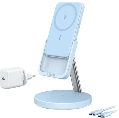 Anker PowerWave Mag-Go 2-i-1 ladestativ (blå)
