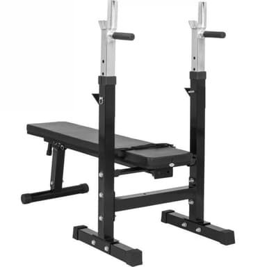 Gorilla Sports Benkpress PRO vektstang, curlstang, manualsett - 100kg