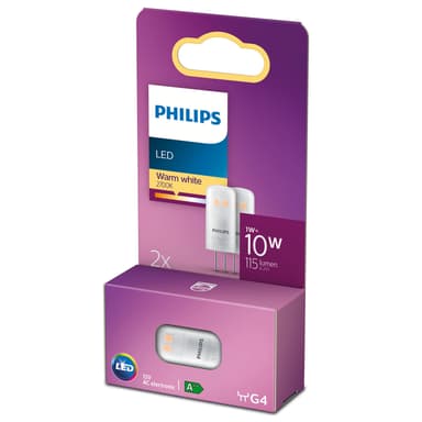 Philips 2-pak LED G4 kapsel 10V 12W 115lm
