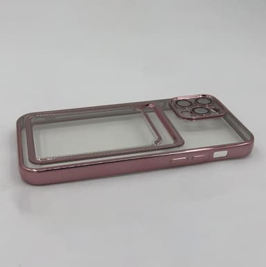 Telefonfodral med kortplats Mjukt TPU stötsäkert fodral Rose gull iphone 12PRO
