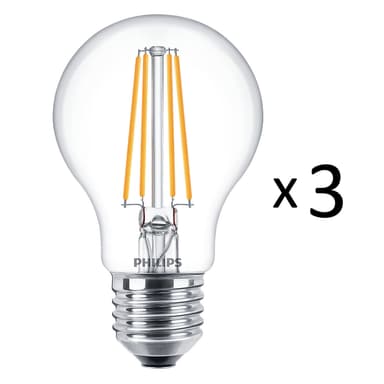 Philips 3-pak LED E27 Normal Klar 60W 806lm