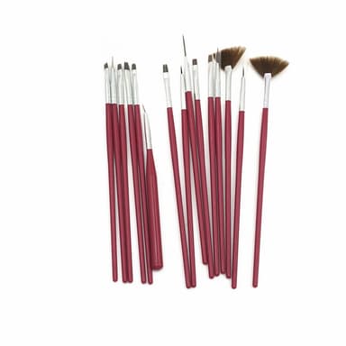 Nail Art børstesett med 15 stk Rosa