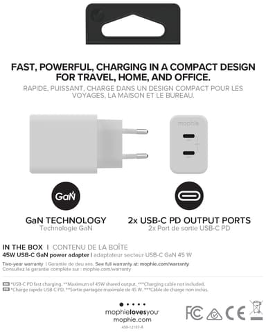 Mophie Speedport 45W GaN vegglader