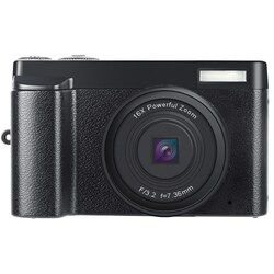 Digitalkamera med 24 MP, HD 1080p og 16x zoom, sort