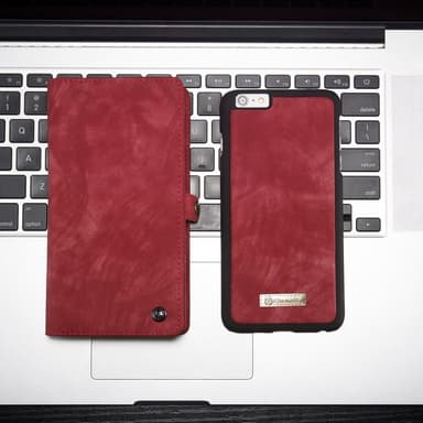 CASEME iPhone 6s 6 Plus Retro Split lommebok-deksel i lær Rød