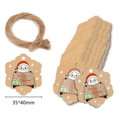 God Jul Gavelapper med Tau 100-Pak Flerfarget 35x40 mm
