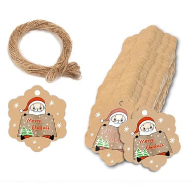 God Jul Gavelapper med Tau 100-Pak Flerfarget 35x40 mm
