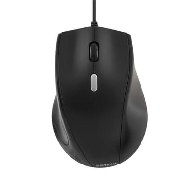 DELTACO optisk mus, 3 knapper med scroll, USB, svart