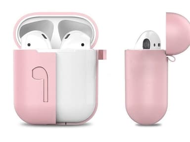 Silikon-kit til Airpods, Silikonfodral, Strap, Silikonsnäckor, Karbinhake, Rosa