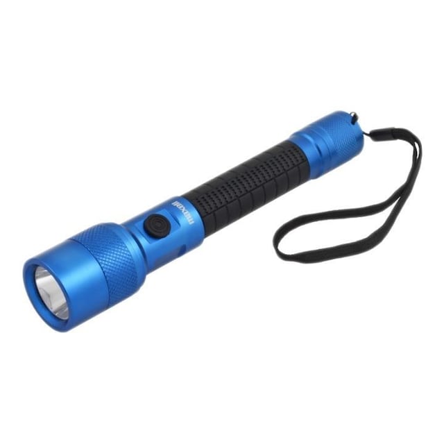 Maxell UV LED flashlight, IP44, aluminum, blue