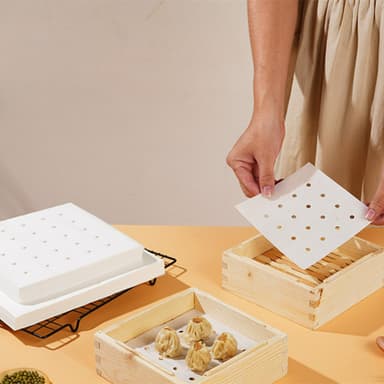 Square Steamer liner Papers 100-Pack Hvit 20x20 cm