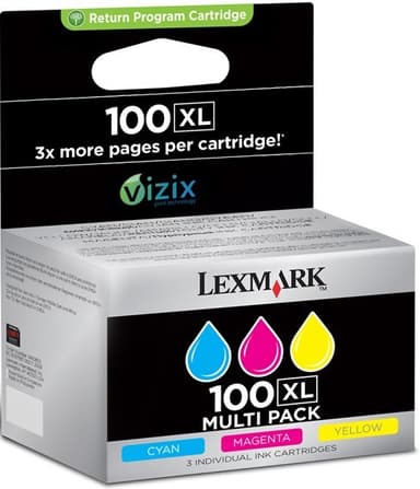 Lexmark blekkpatron 100 XL Vizix Cyan Magenta Gul