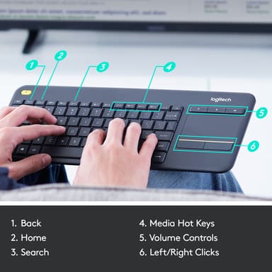 Logitech K400 Plus trådløst HTPC-tastatur for TV-er (sort)