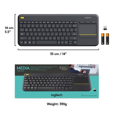 Logitech K400 Plus trådløst HTPC-tastatur for TV-er (sort)