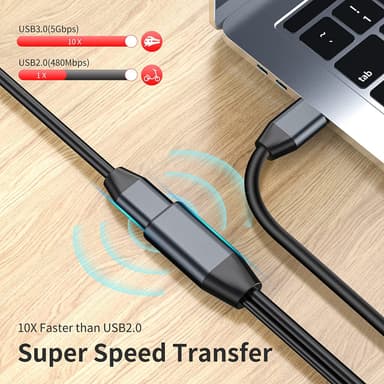 NÖRDIC Active 10m USB3.1 skjøtekabel 5Gbps USB A hann til hunn for Xbox, PS5, Oculus, skriver, skanner, Playstation, VR USB skjøtekabel