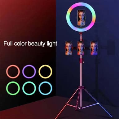LED RGB Ring Light 30cm Diameter med mobilholder med stativ og gulvstand 5 Trinn Dimmable 19 Lysmodus Selfie Lamping Ring Lamping Ring Light